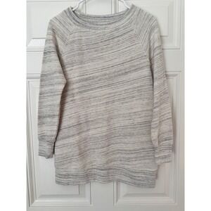 Caslon Womens Space Dye Crewneck Sweatshirt Grey White Raglan Pullover XS